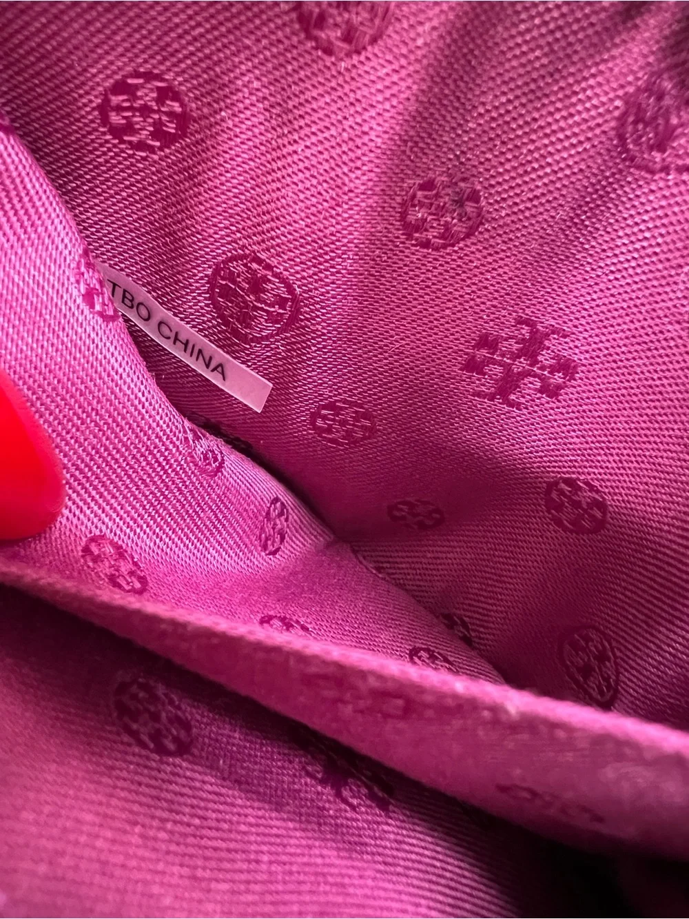 Tory Burch Marion Embossed Zip Coin Case Quilted Leather in Party Fuschia